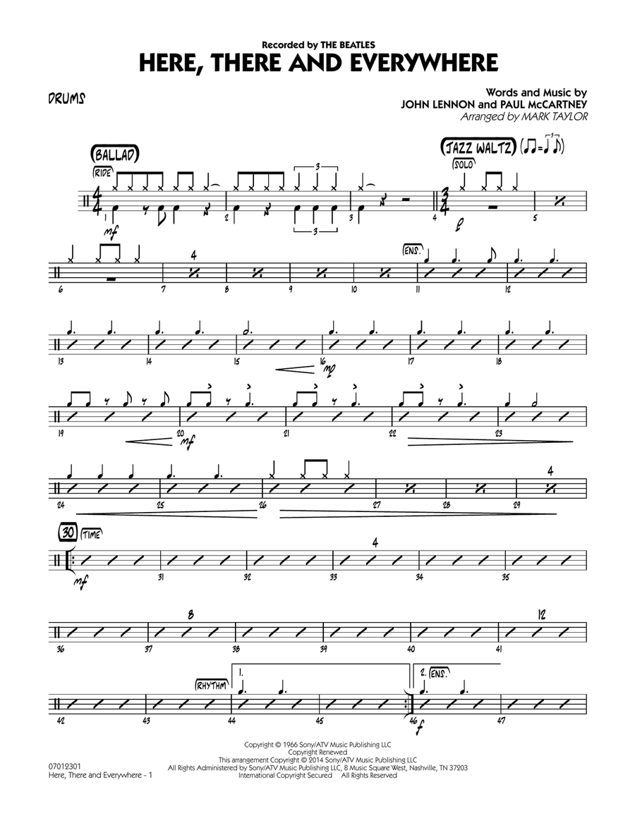 Here, There and Everywhere - Drums Jazz Ensemble scores gallery preview page 1