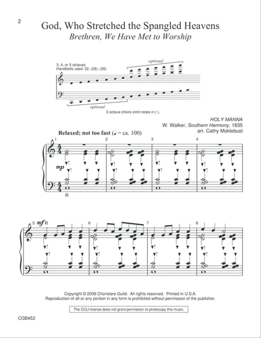 God, Who Stretched the Spangled Heavens Handbell Choir scores gallery preview page 2