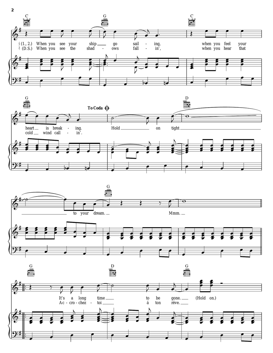Hold On Tight Piano, Vocal, Guitar scores gallery preview page 2