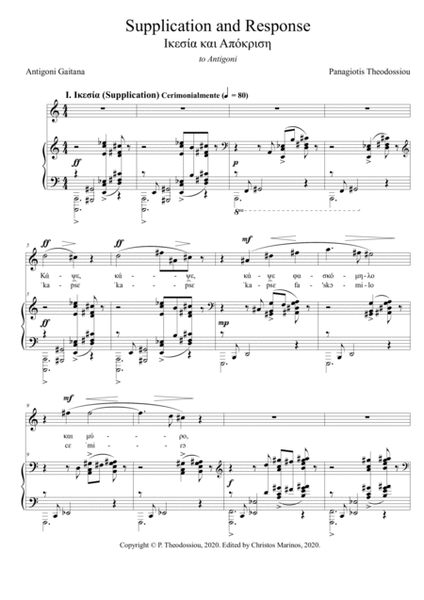 "Supplication and Response" for soprano and piano
