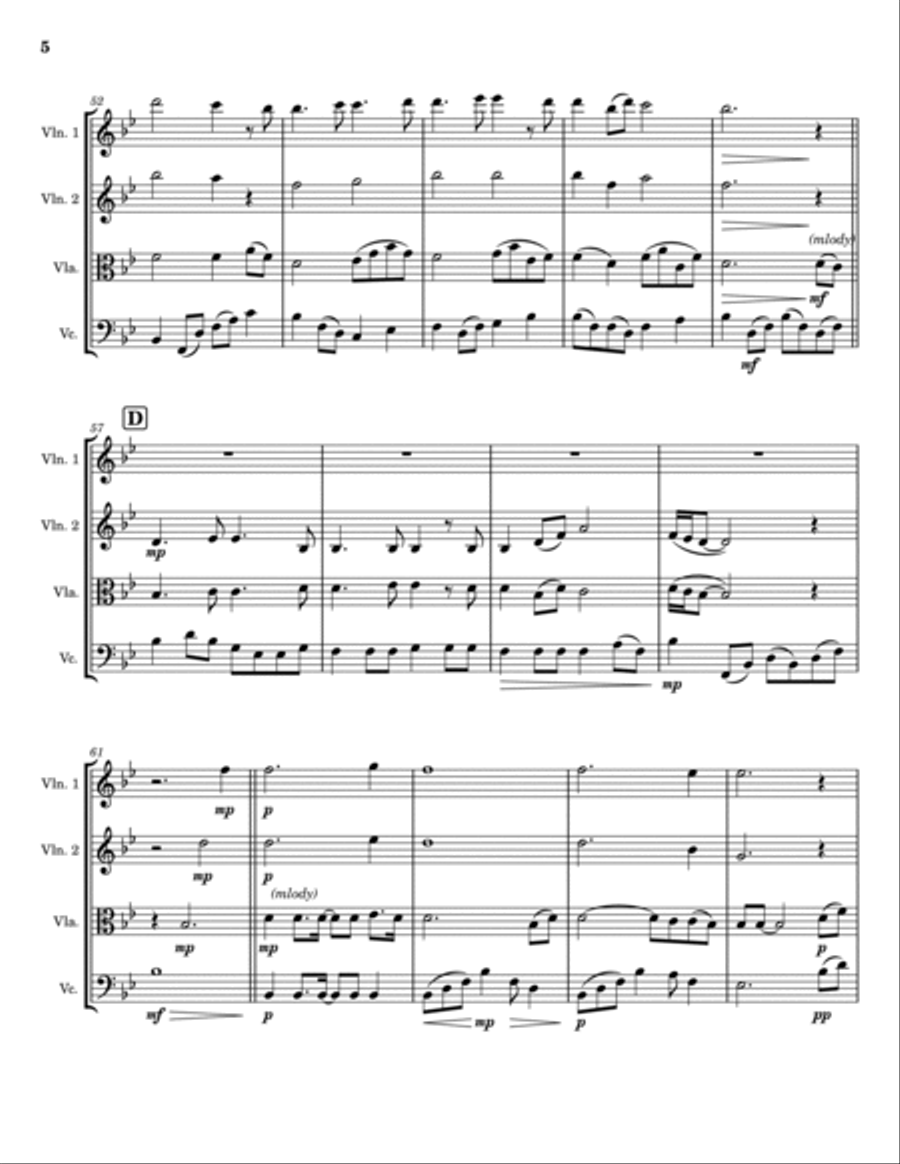 Lord, I Need You String Quartet scores gallery preview page 5