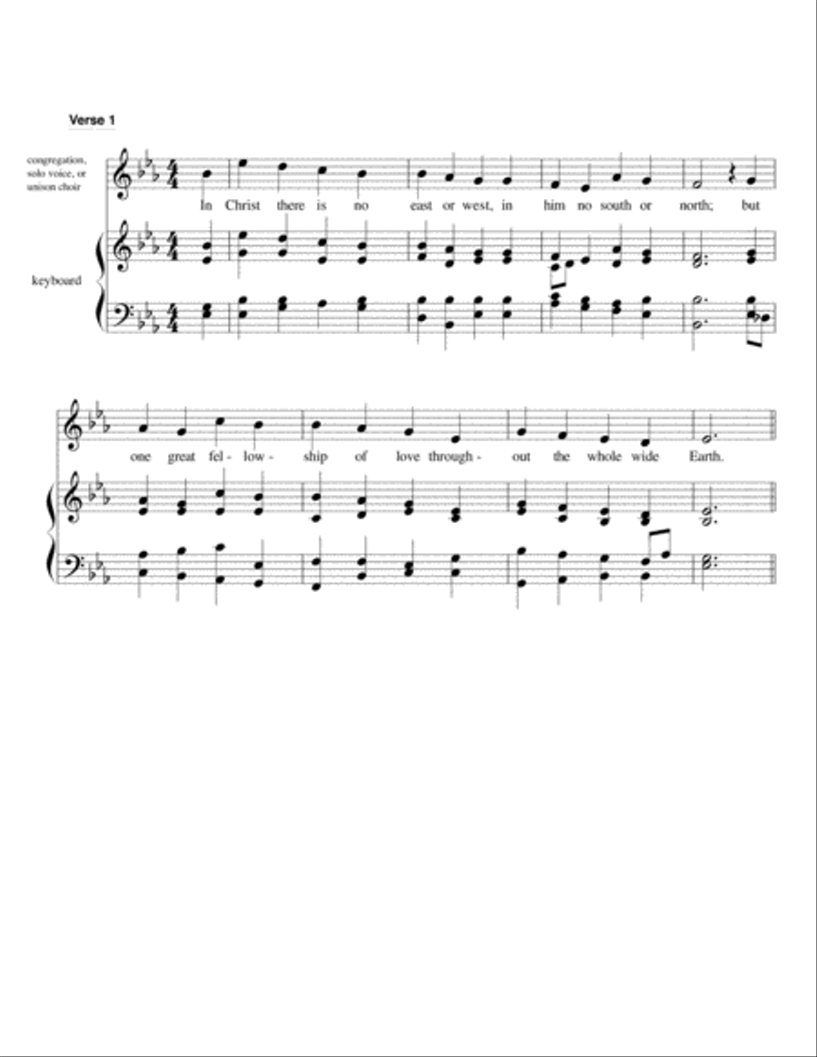In Christ There is No East or West (ST. PETER) for choir, keyboard, congregation, trumpet and vocal 4-Part scores gallery preview page 3