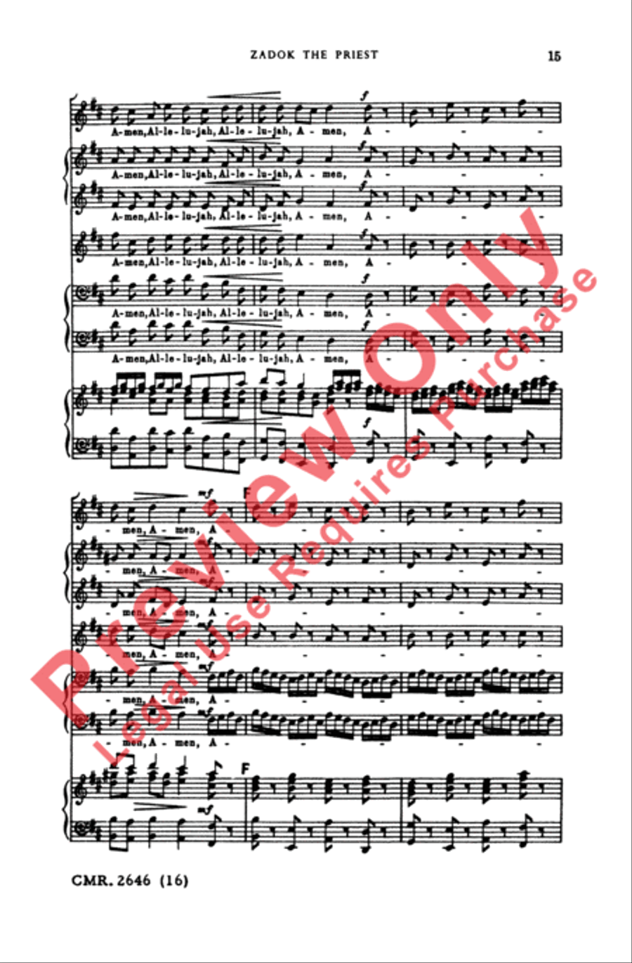 Zadok the Priest 4-Part scores gallery preview page 15