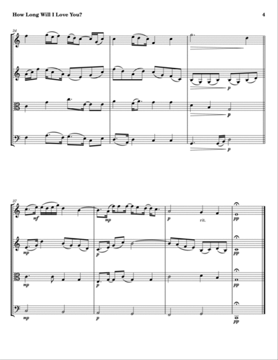 How Long Will I Love You How Long Will I Love You String Quartet scores gallery preview page 4