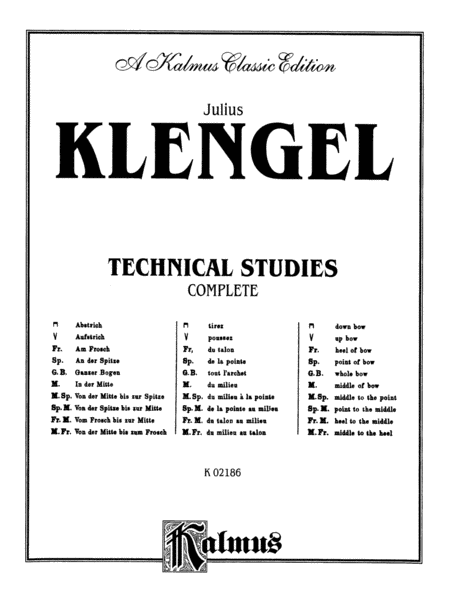 Technical Studies For Cello by Julius Klengel Cello - Sheet Music