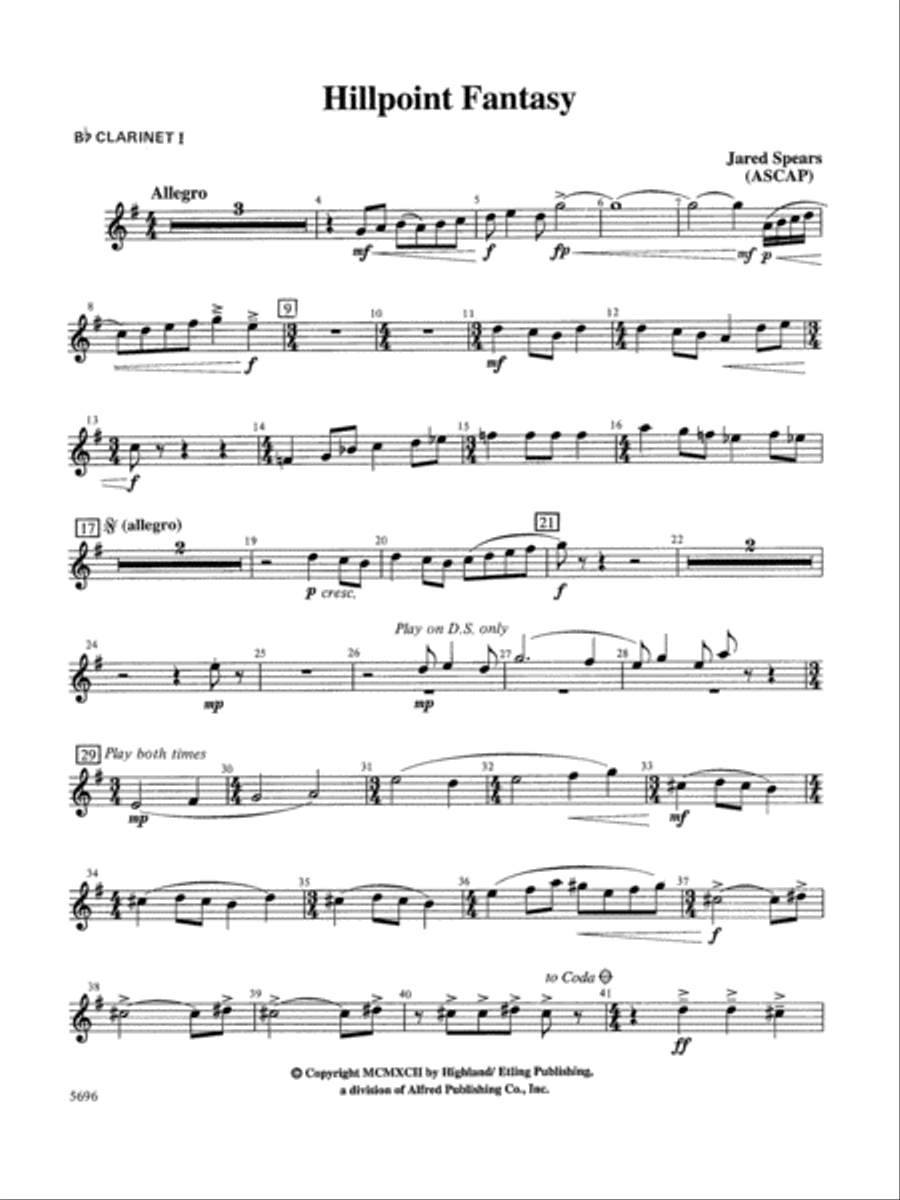 Hill Point Fantasy (Overture for Orchestra): 1st B-flat Clarinet Full Orchestra scores gallery preview page 1