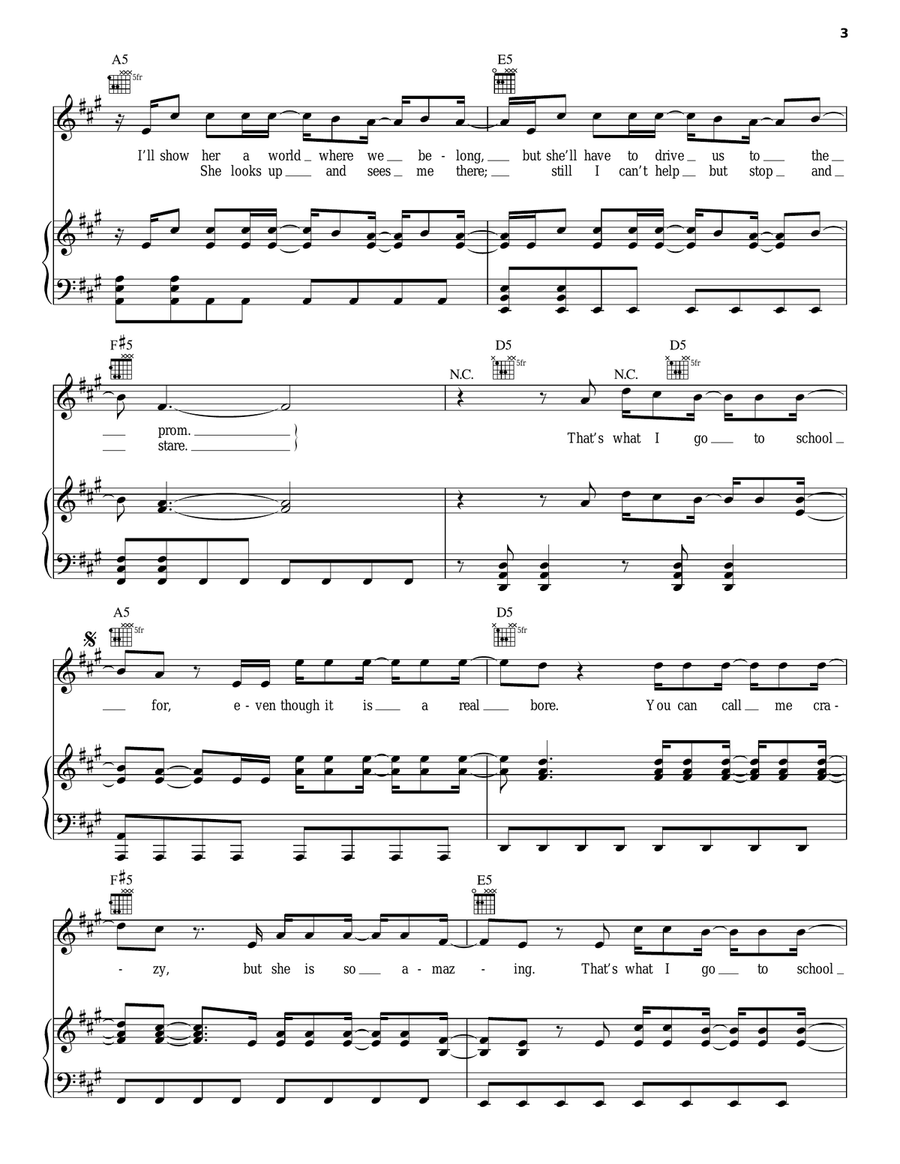 What I Go To School For Piano, Vocal, Guitar scores gallery preview page 3