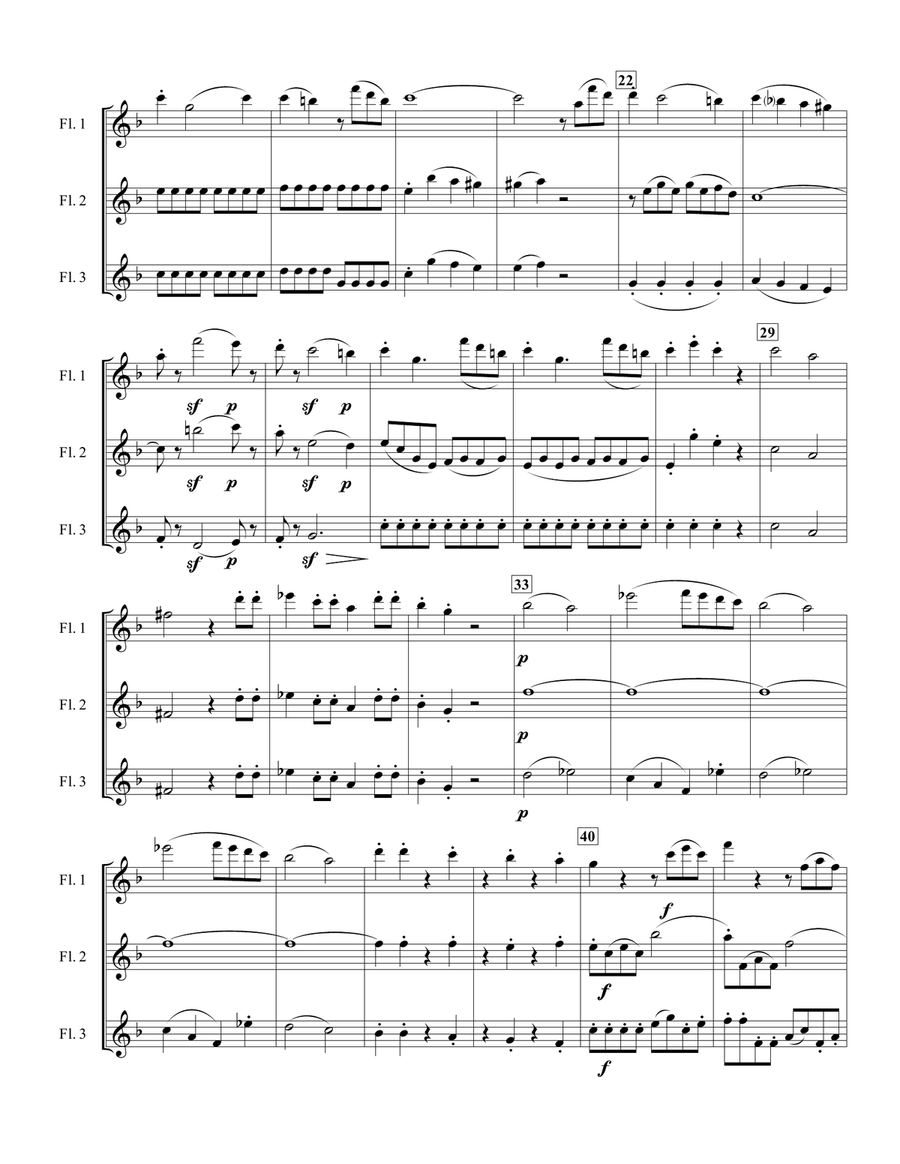 Allegro from Divertimento No. 4, K.229/439b Woodwind Trio scores gallery preview page 3