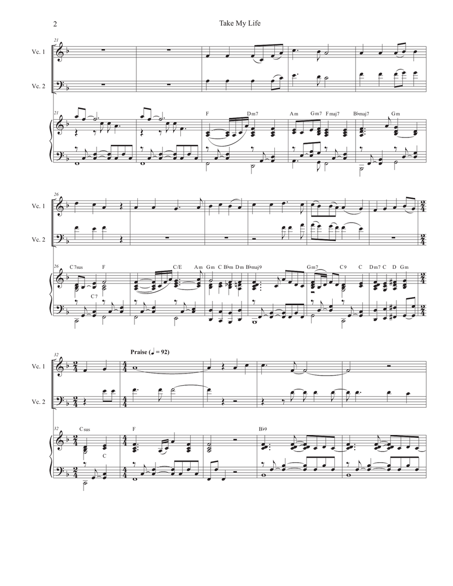 Take My Life (Cello Duet) String Duet scores gallery preview page 2