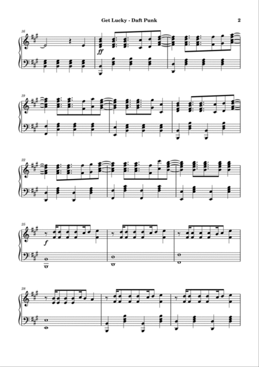 Get Lucky Piano Solo scores gallery preview page 2