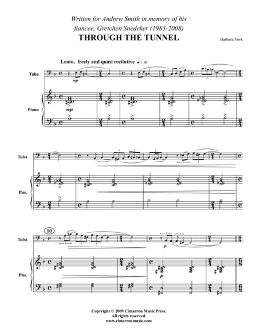 Through the Tunnel Through the Tunnel Tuba scores gallery preview page 1