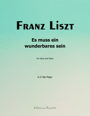 Book cover for Es muss ein wunderbares sein, by Liszt, in D flat Major