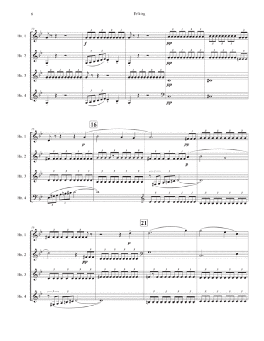 Erlking for Horn Quartet (Erlkönig, D. 328) French Horn Quartet scores gallery preview page 6