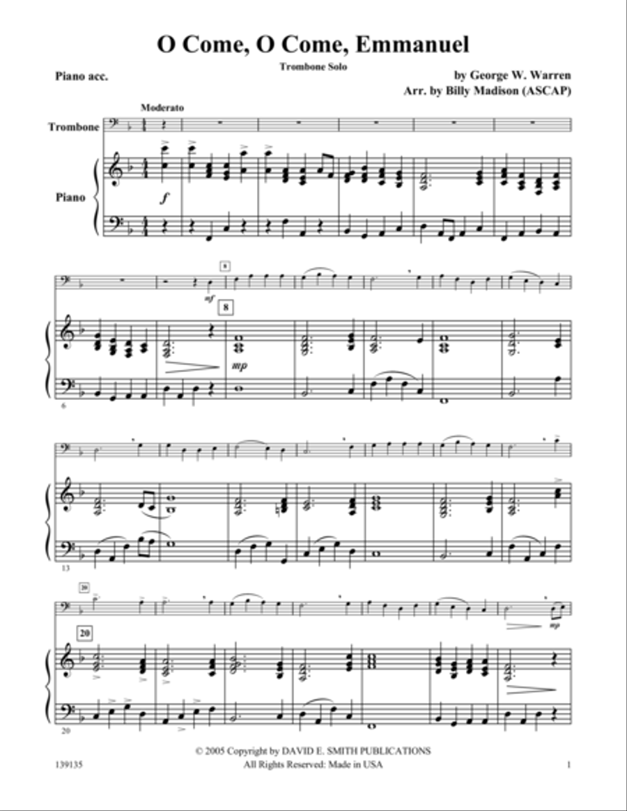 O Come, O Come Emmanuel O Come, O Come Emmanuel Piano Accompaniment scores gallery preview page 1