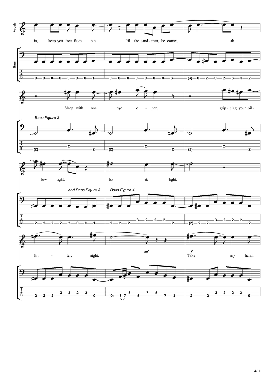 Enter Sandman Bass Guitar scores gallery preview page 4