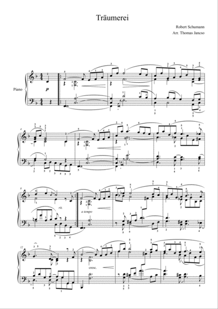 Träumerei Dreaming Piano Solo scores gallery preview page 1