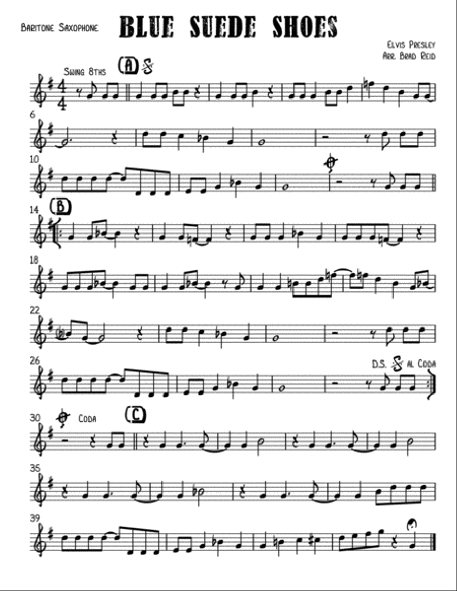 Blue Suede Shoes Baritone Saxophone scores gallery preview page 1