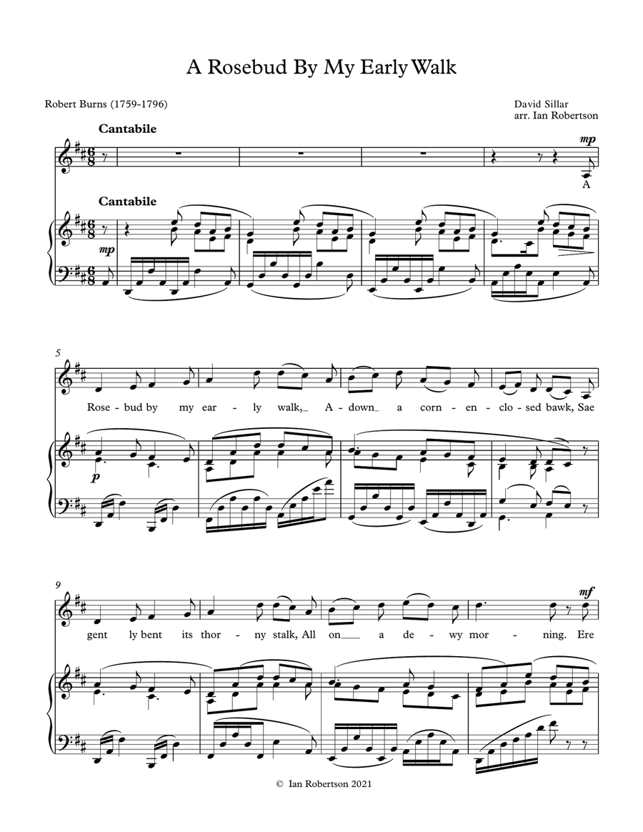 A Rosebud By My Early Walk (Burns) Piano, Vocal scores gallery preview page 2