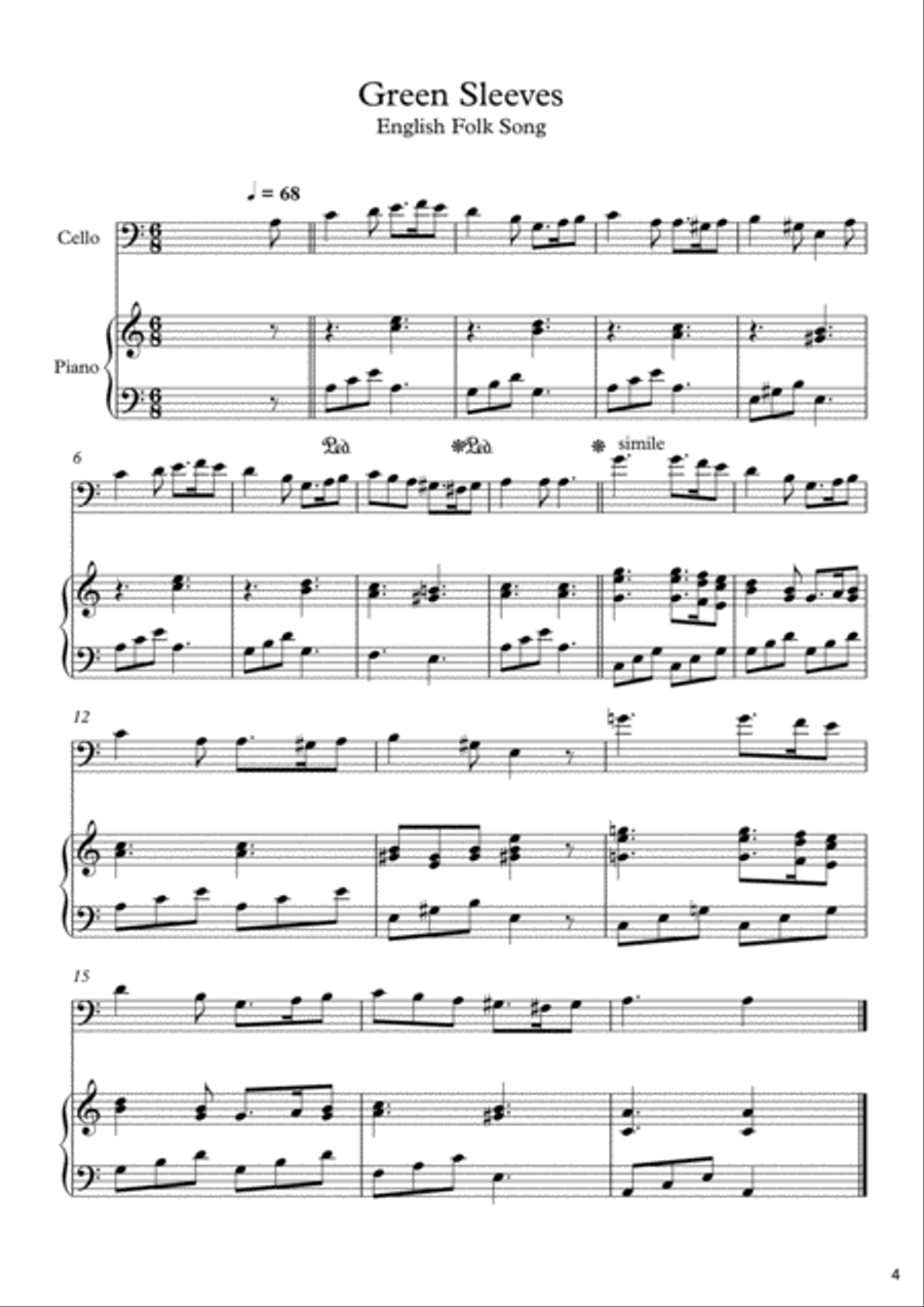 10 Easy Classical Pieces For Cello & Piano Piano scores gallery preview page 5