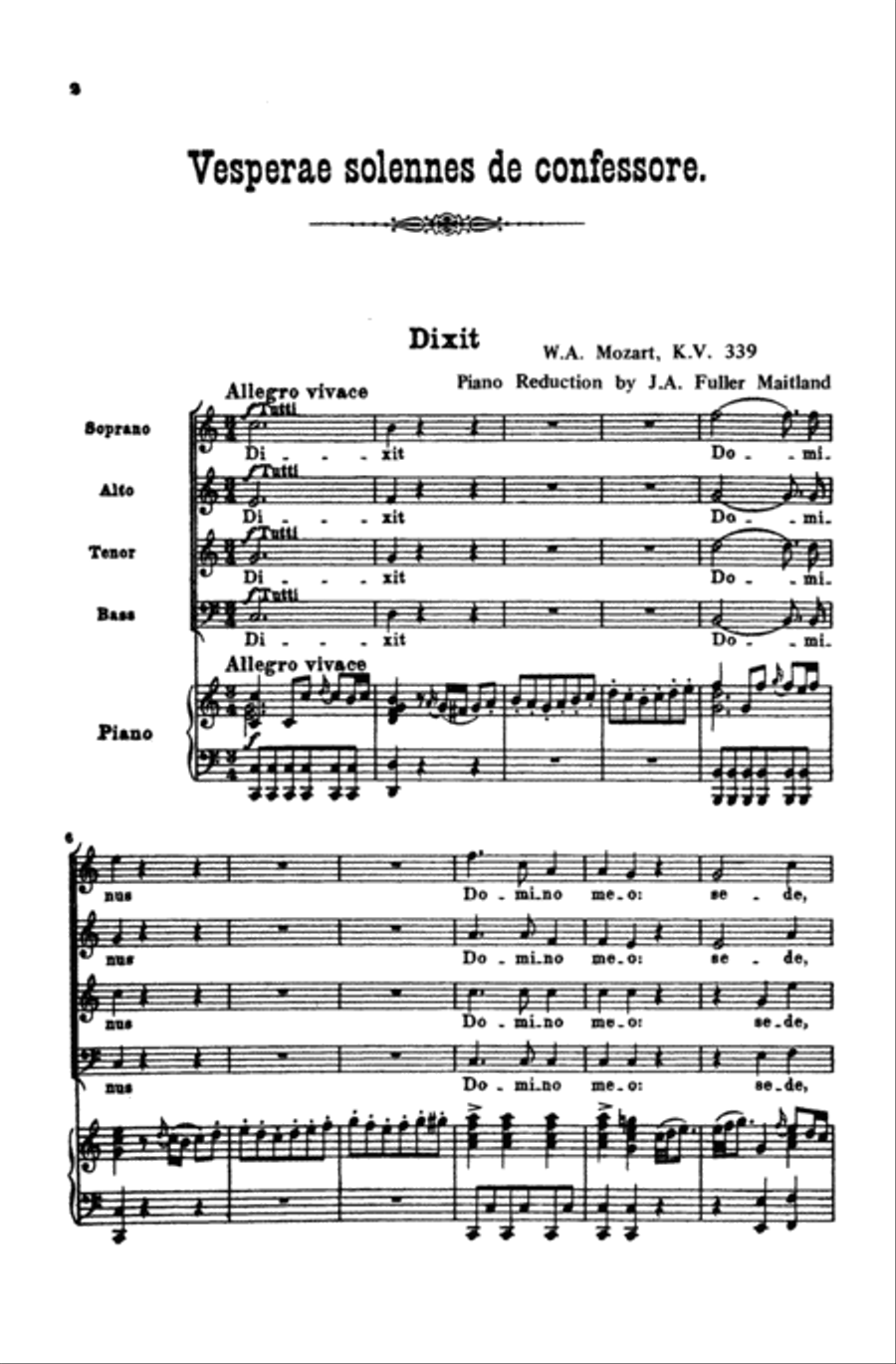 Vesperae solennes de Confessore, K. 339 4-Part scores gallery preview page 3