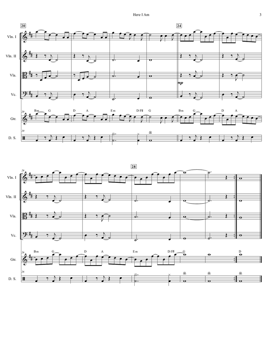 Here I Am String Quartet scores gallery preview page 4