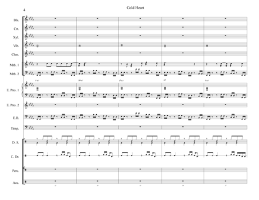 Cold Heart (pnau Remix) Percussion Ensemble scores gallery preview page 4