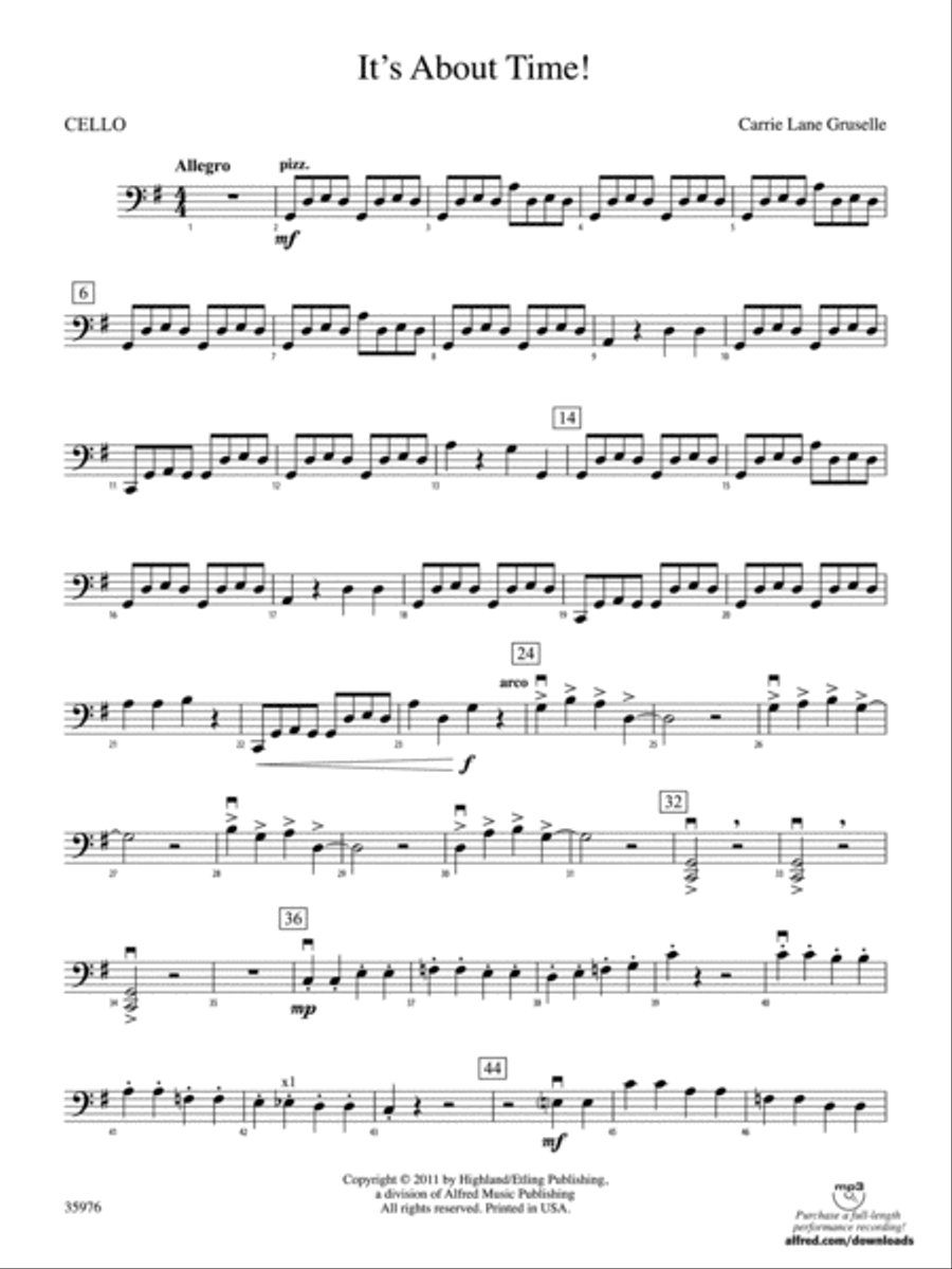 It's About Time!: Cello It's About Time!: Cello String Orchestra scores gallery preview page 1
