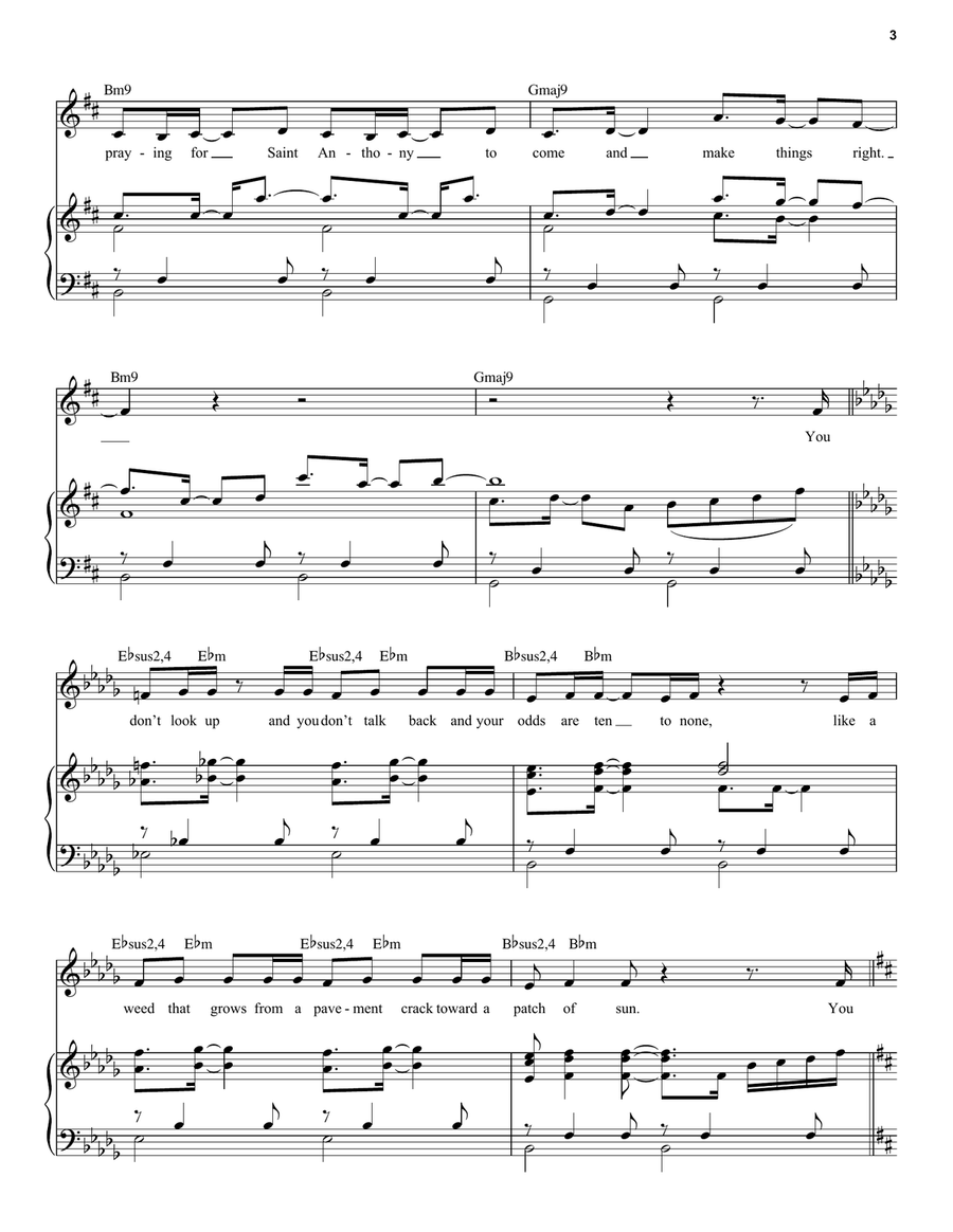 Raining (from the musical Rocky) Piano, Vocal scores gallery preview page 3