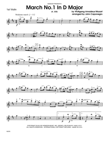 March No. 1 In D Major (K. 335) - Violin 1