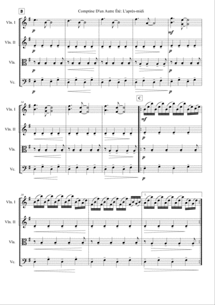 Comptine D'un Autre Été: L'après-midi String Quartet scores gallery preview page 2