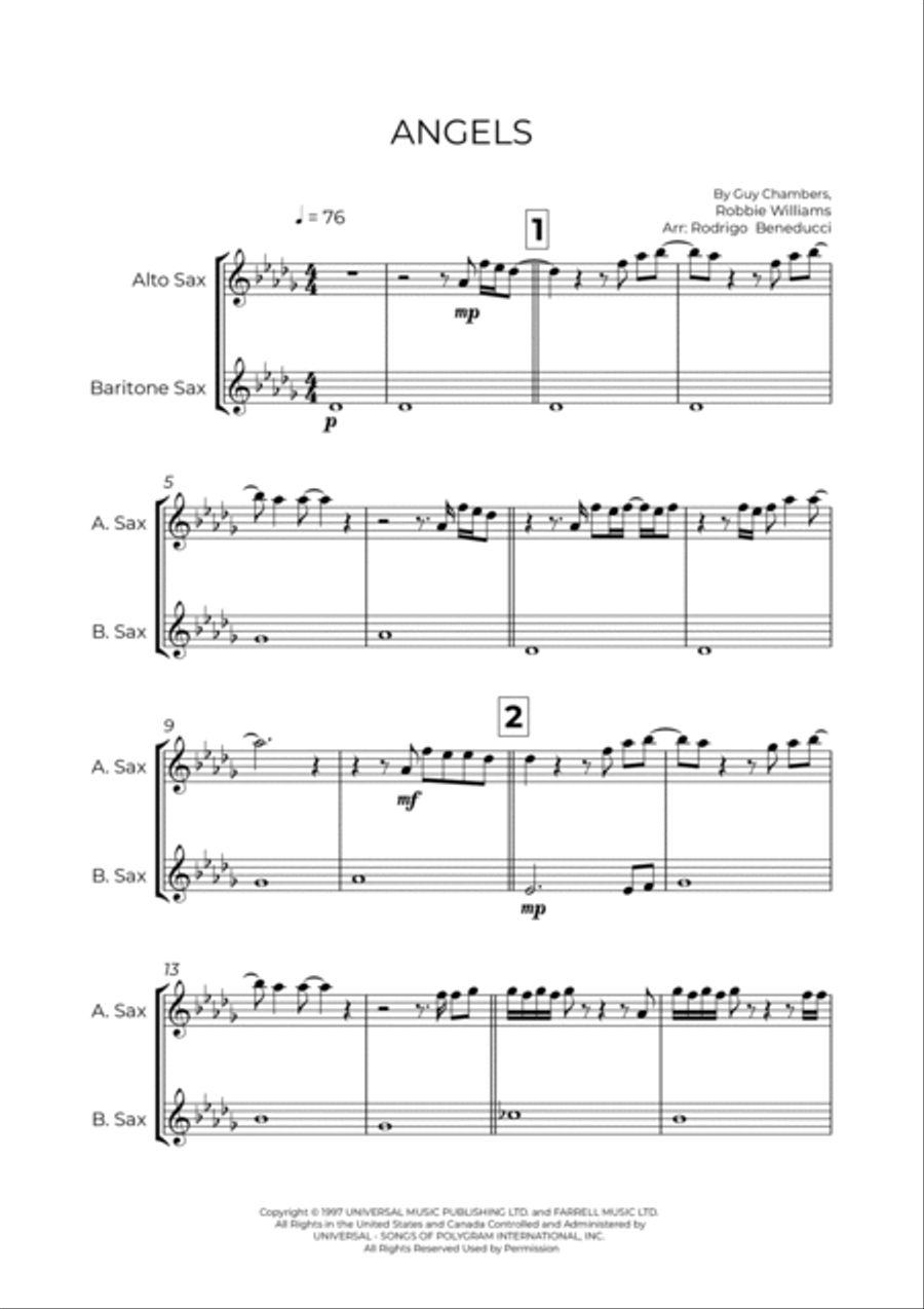 Angels Baritone Saxophone scores gallery preview page 2