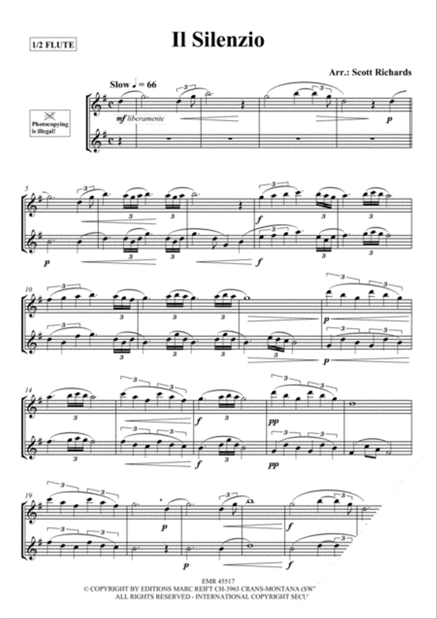 Il Silenzio Flute Duet scores gallery preview page 3