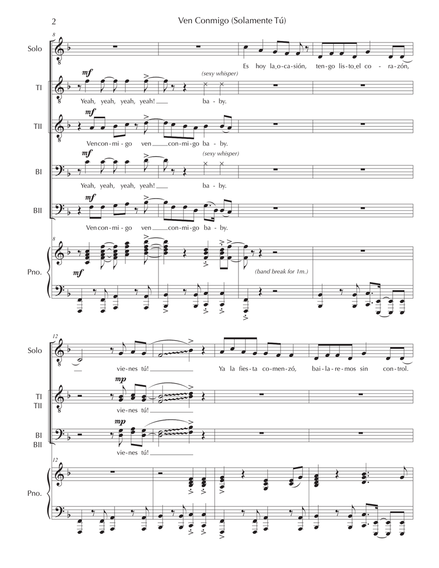 Ven Conmigo (solamente Tu) TTBB scores gallery preview page 2