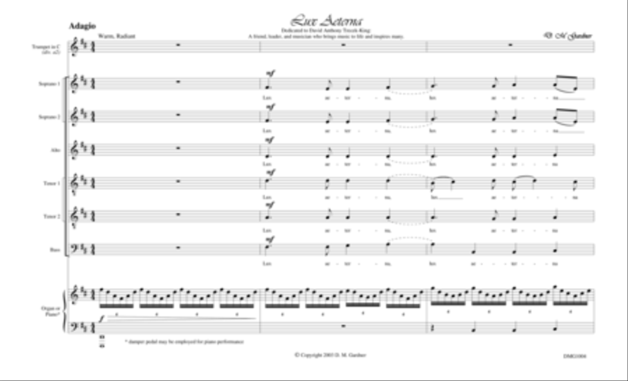 Lux Aeterna SSATTB, Organ, and 2 Trumpets Divisi scores gallery preview page 5