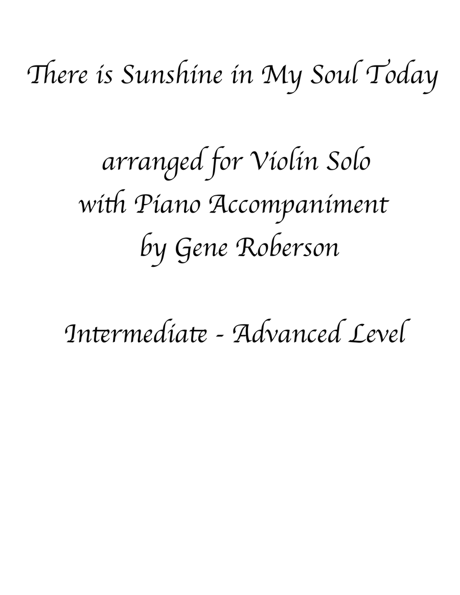 There is Sunshine in My Soul Violin Solo Violin Solo scores gallery preview page 1