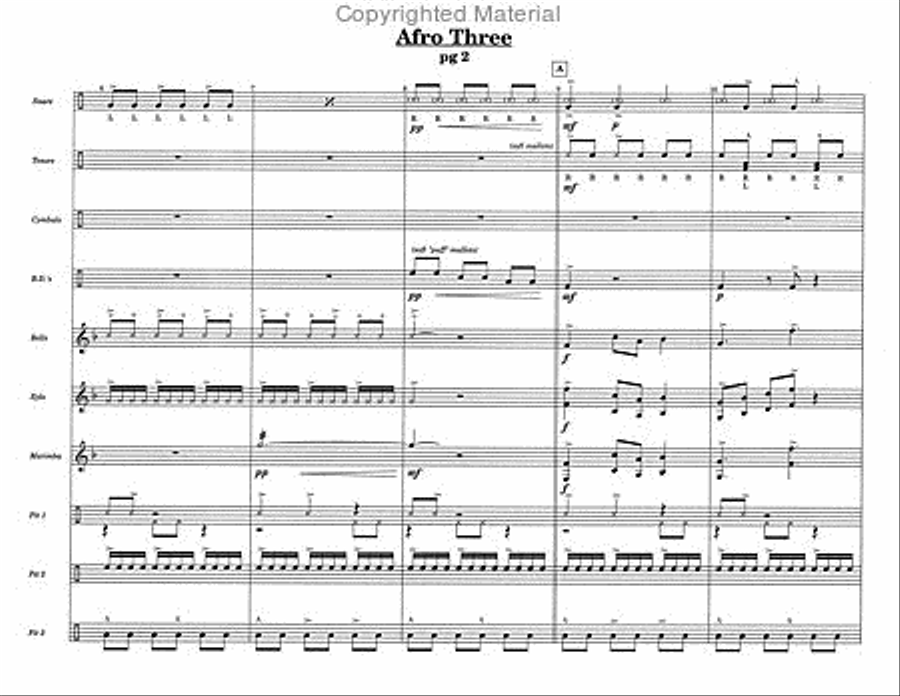 Afro Three Afro Three Percussion Ensemble scores gallery preview page 4