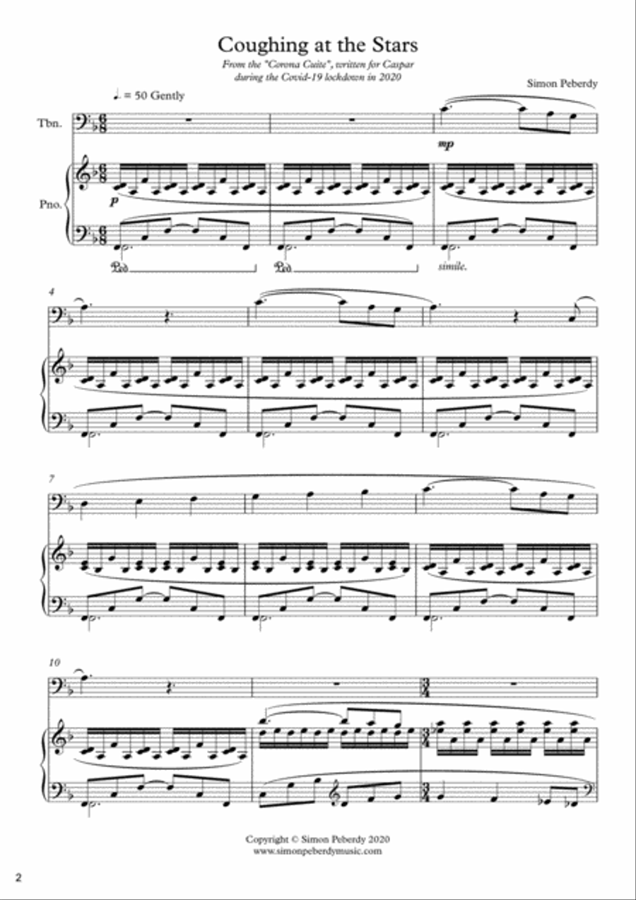 Coughing at the Stars for Trombone and Piano from the Corona Suite by Simon Peberdy image number null