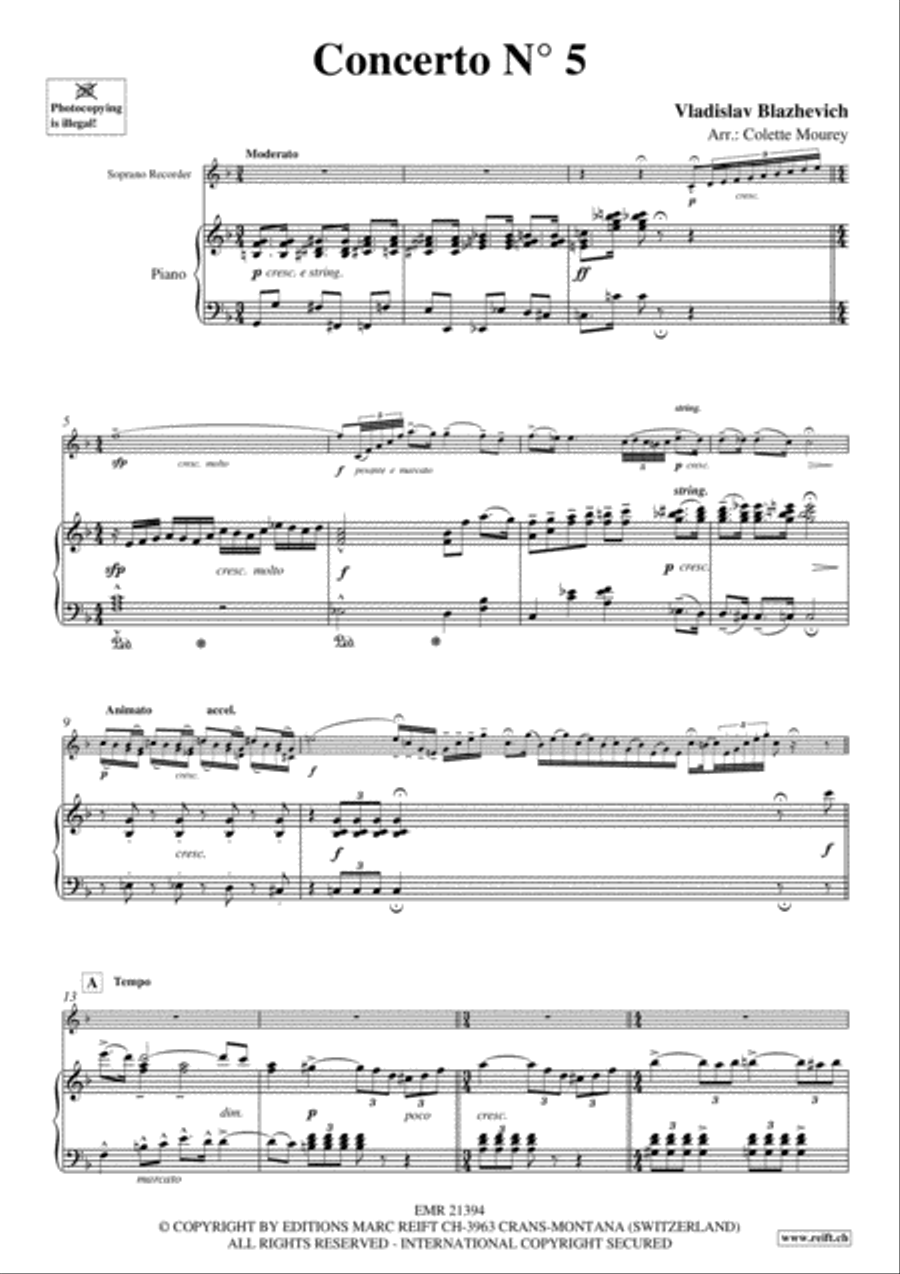 Concerto No. 5 Soprano Recorder scores gallery preview page 3