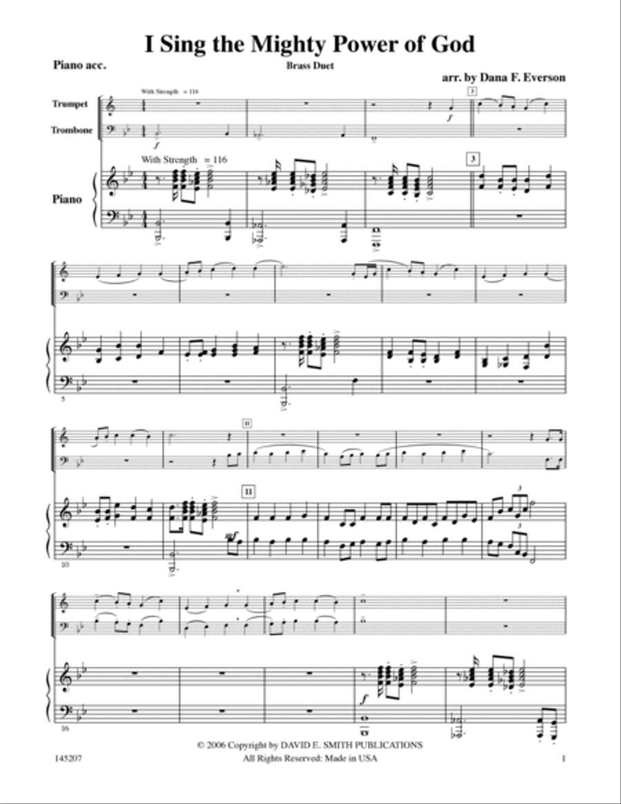 I Sing The Mighty Power Of God Brass Duet scores gallery preview page 2