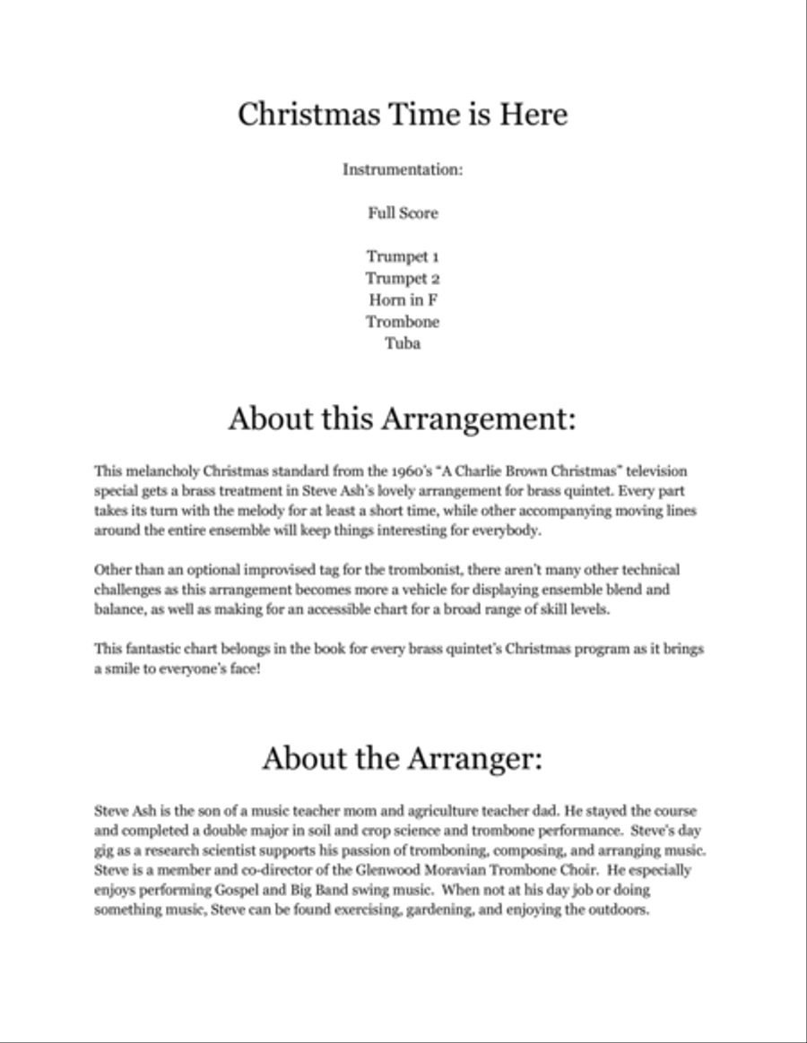 Christmas Time Is Here Brass Ensemble scores gallery preview page 2