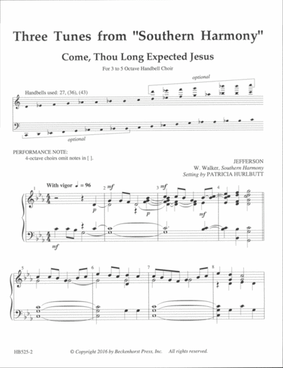 Three Tunes from Southern Harmony 5-Octaves scores gallery preview page 2