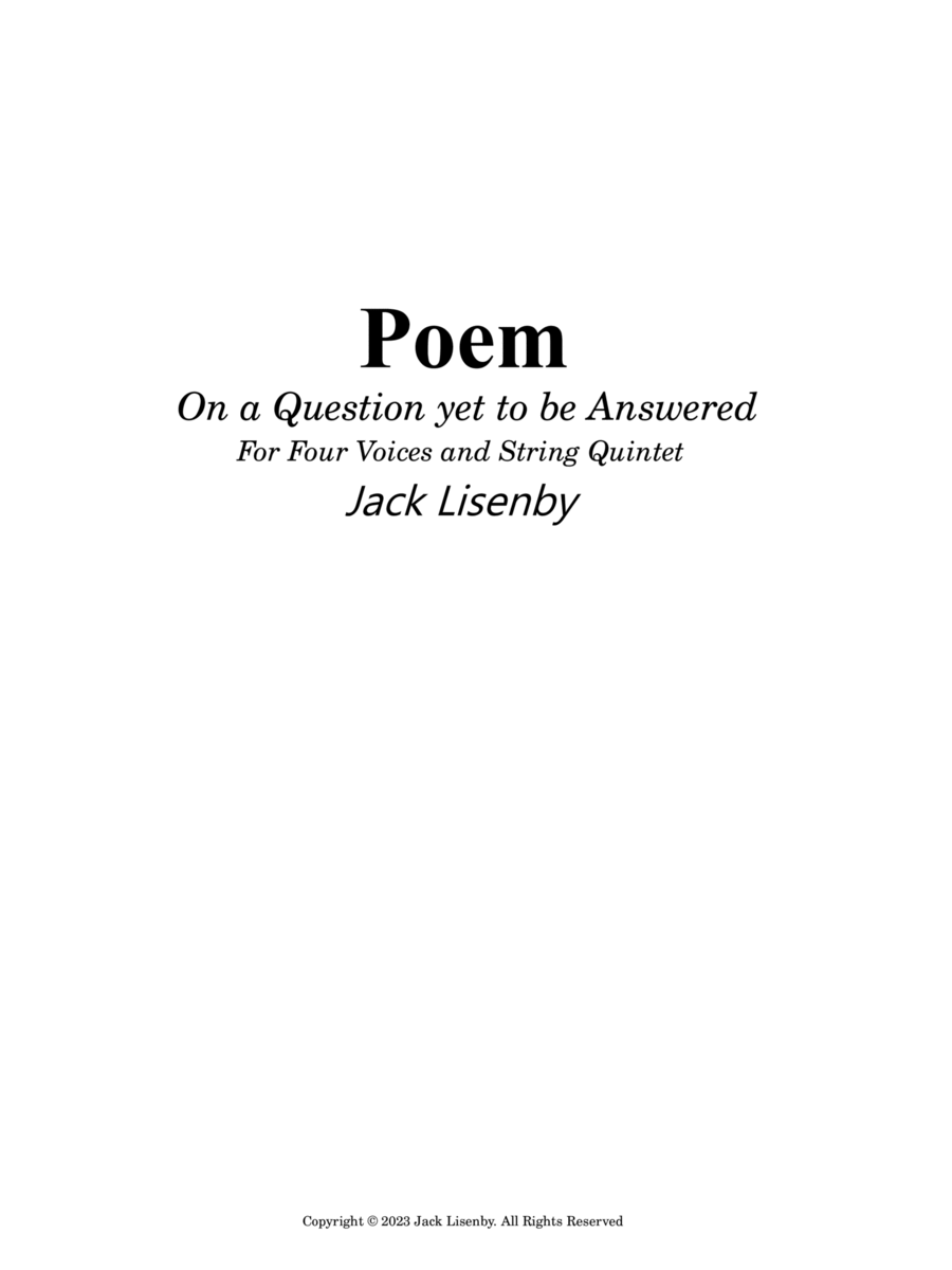 Poem (On a Question yet to be Answered) Chamber Music scores gallery preview page 1