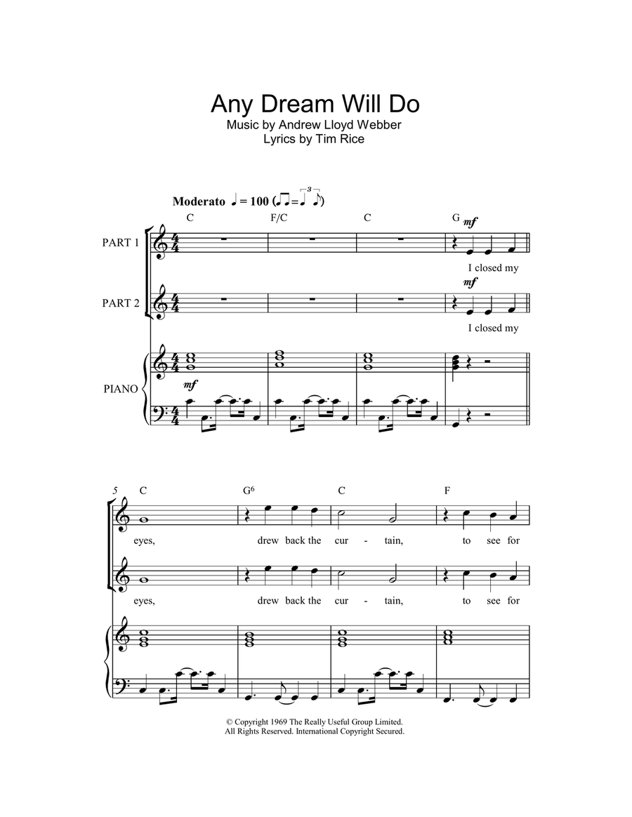 Any Dream Will Do (arr. Rick Hein) 2-Part scores gallery preview page 1