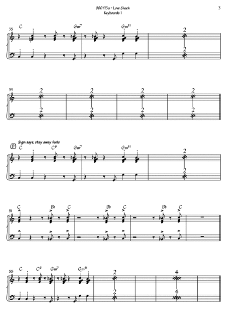 Love Shack Piano Solo scores gallery preview page 3