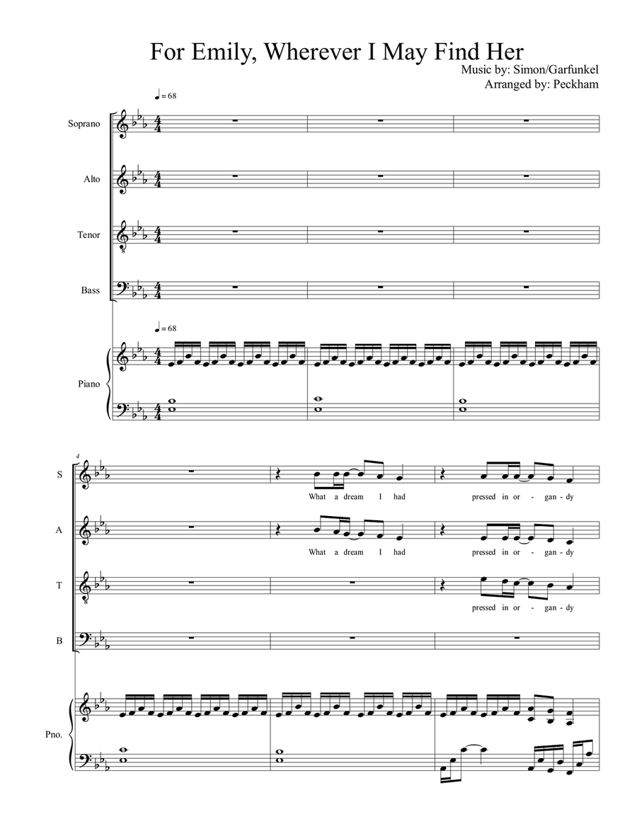 For Emily, Whenever I May Find Her 4-Part scores gallery preview page 1