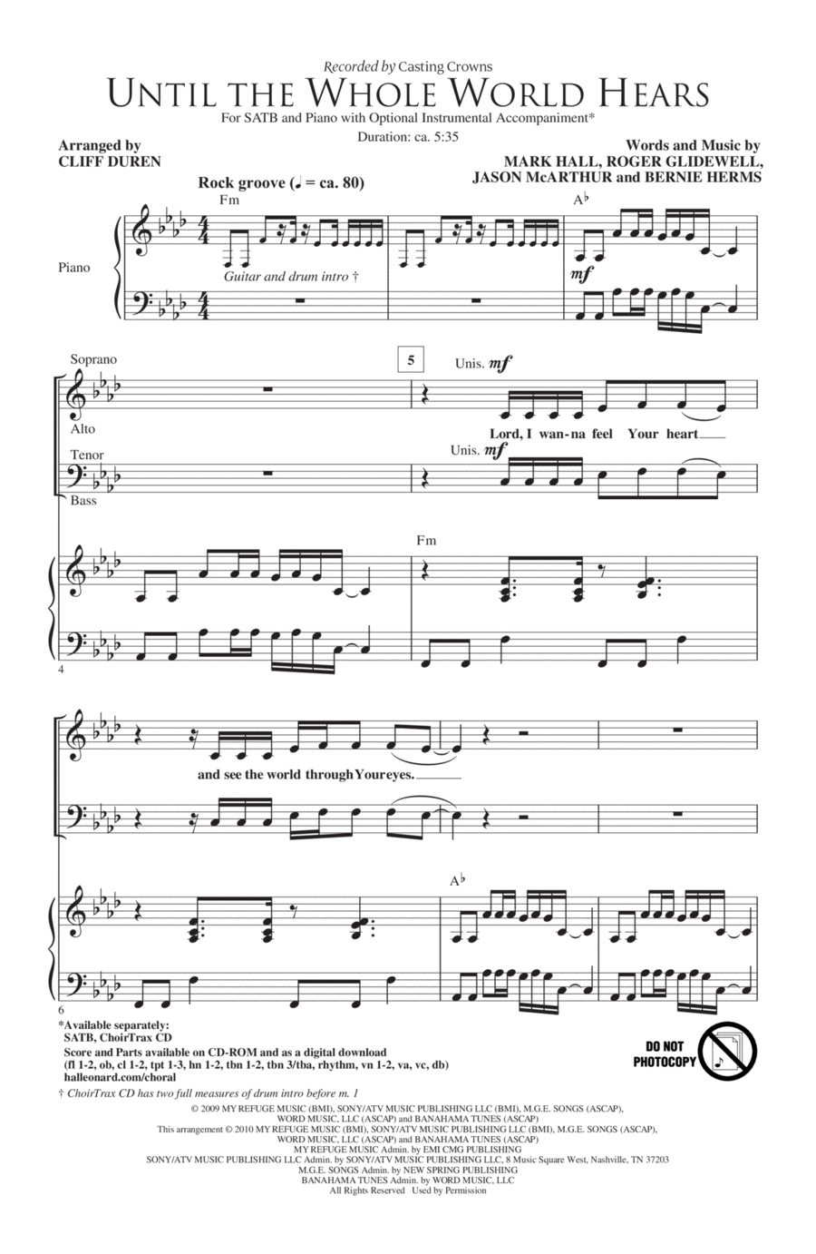 Until The Whole World Hears 4-Part scores gallery preview page 1