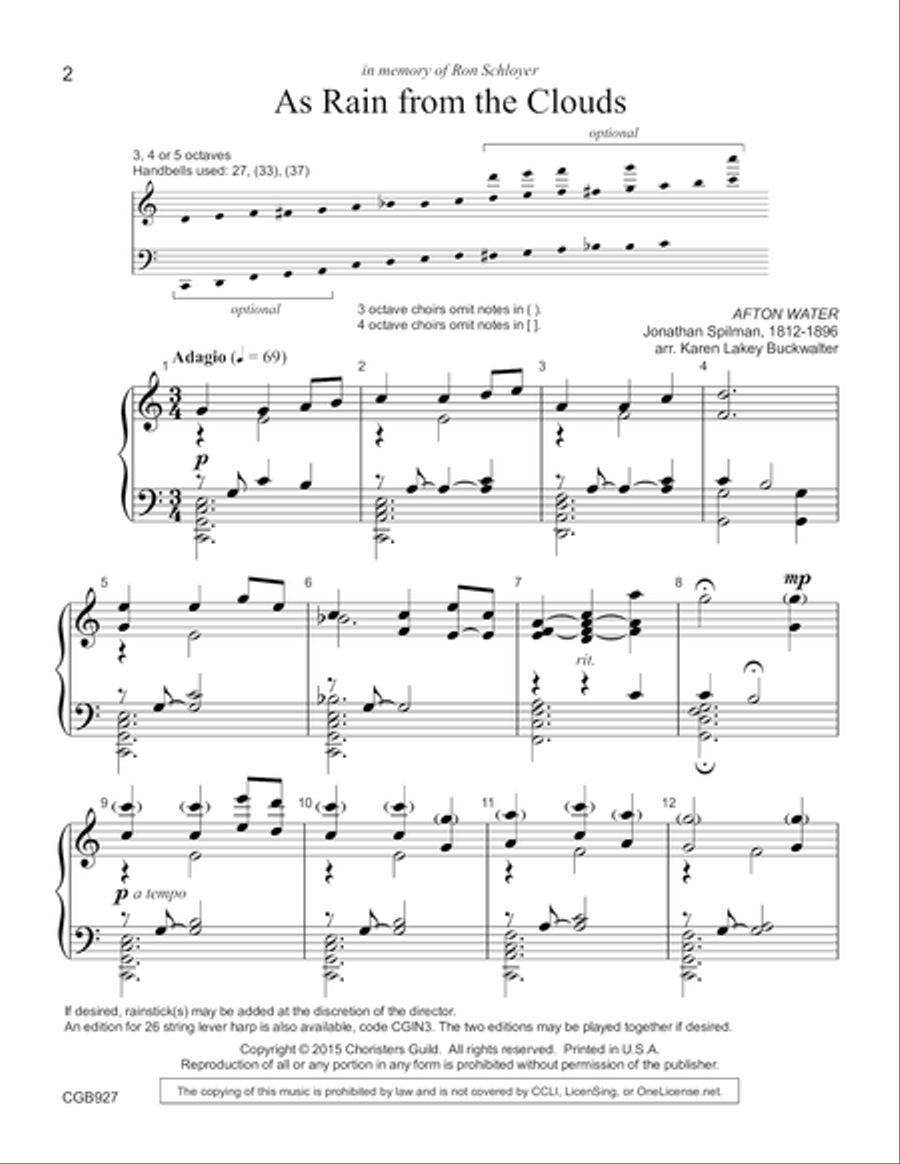 As Rain from the Clouds Handbell Choir scores gallery preview page 2
