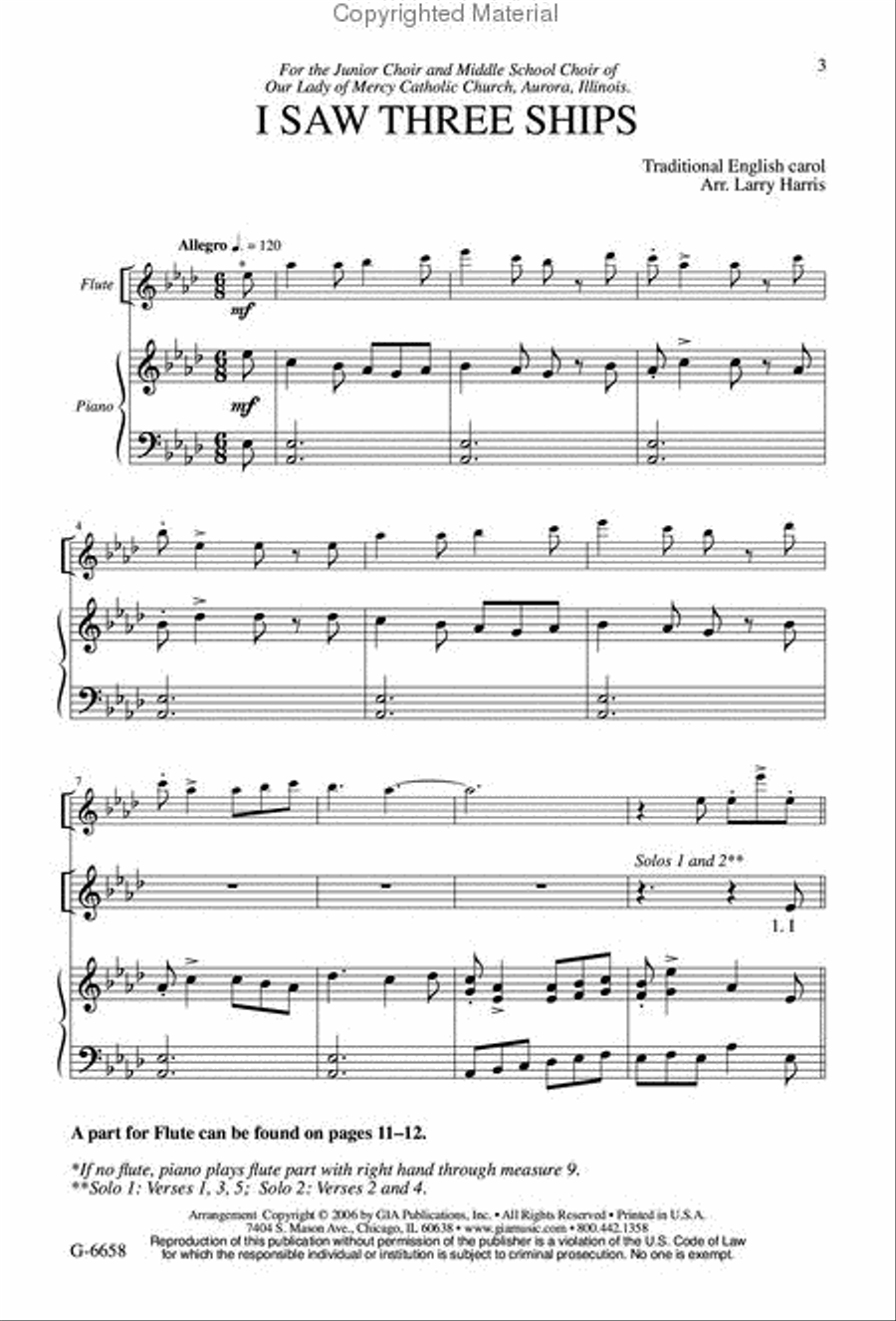 I Saw Three Ships 2-Part scores gallery preview page 2