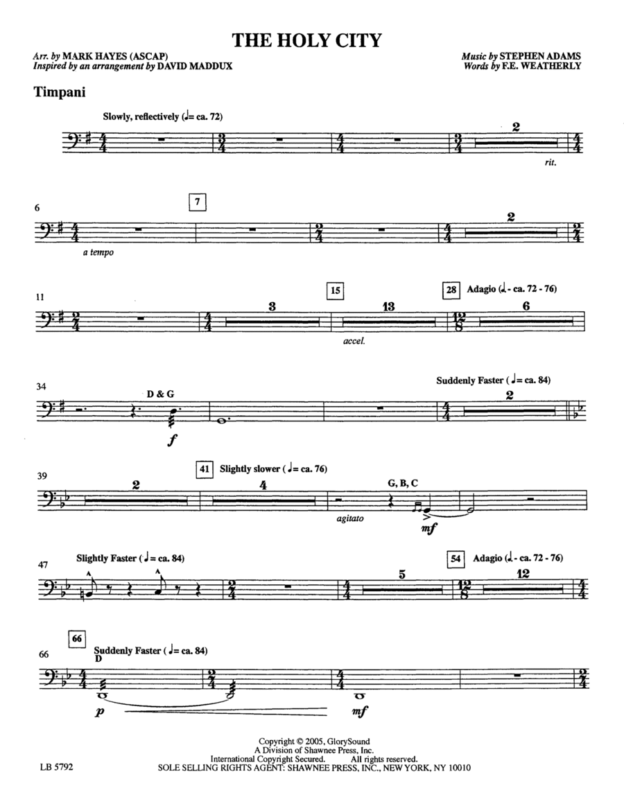 The Holy City (arr. Mark Hayes) - Timpani Choir scores gallery preview page 1