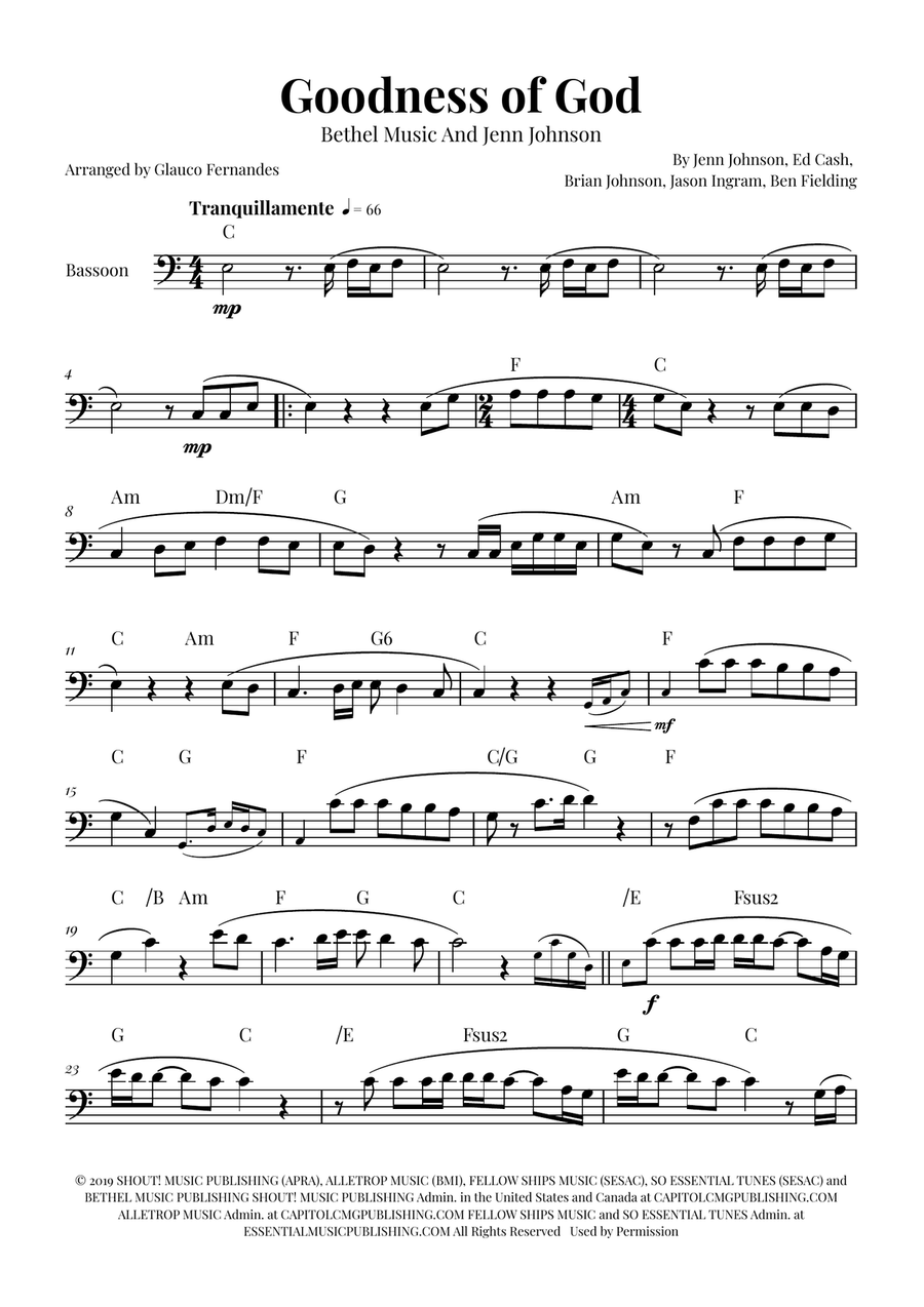 Goodness Of God Bassoon Solo scores gallery preview page 1